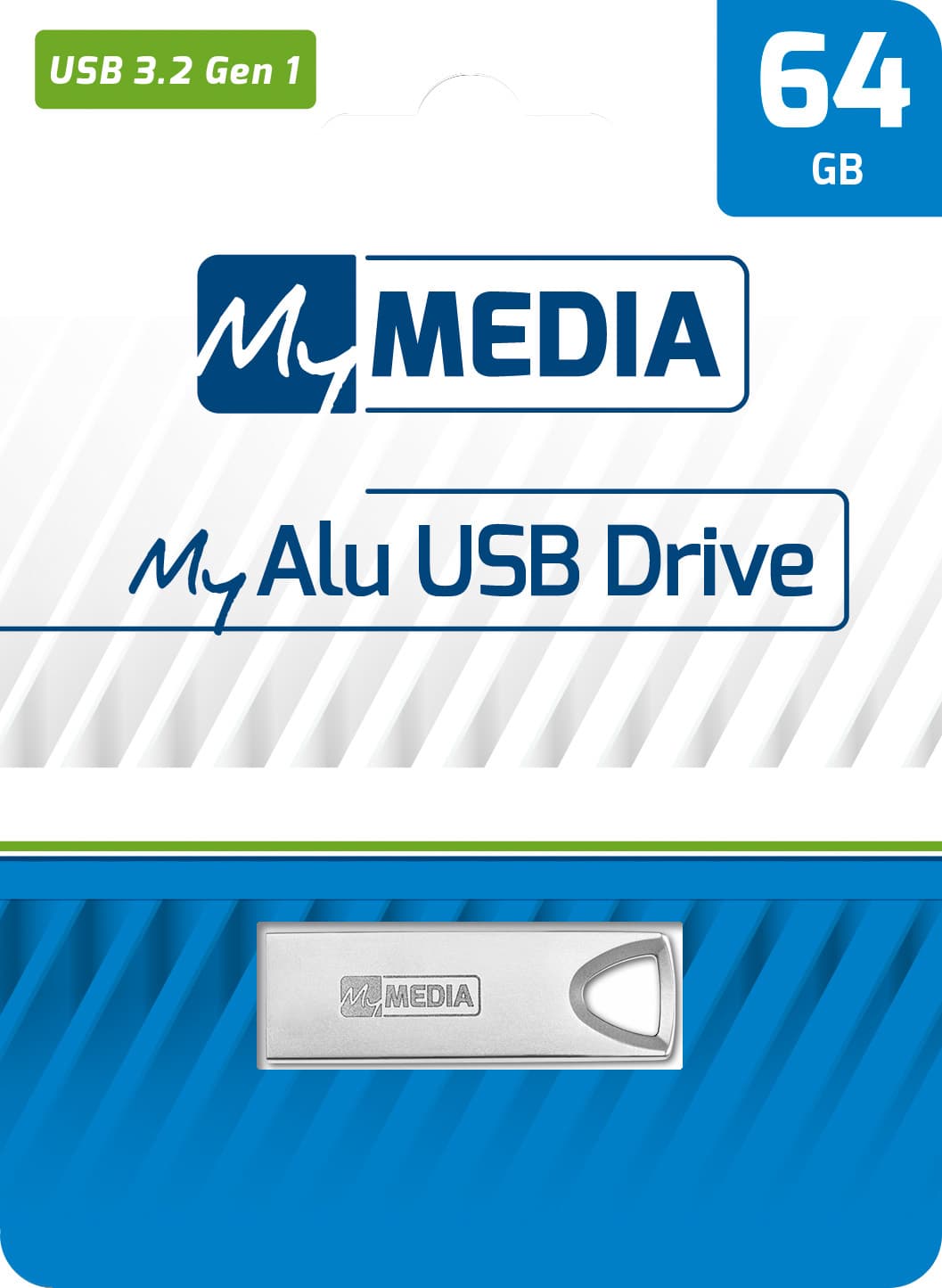 Mymedia Clé USB 3.2 64 Go, Type-A, My Alu, blister argenté