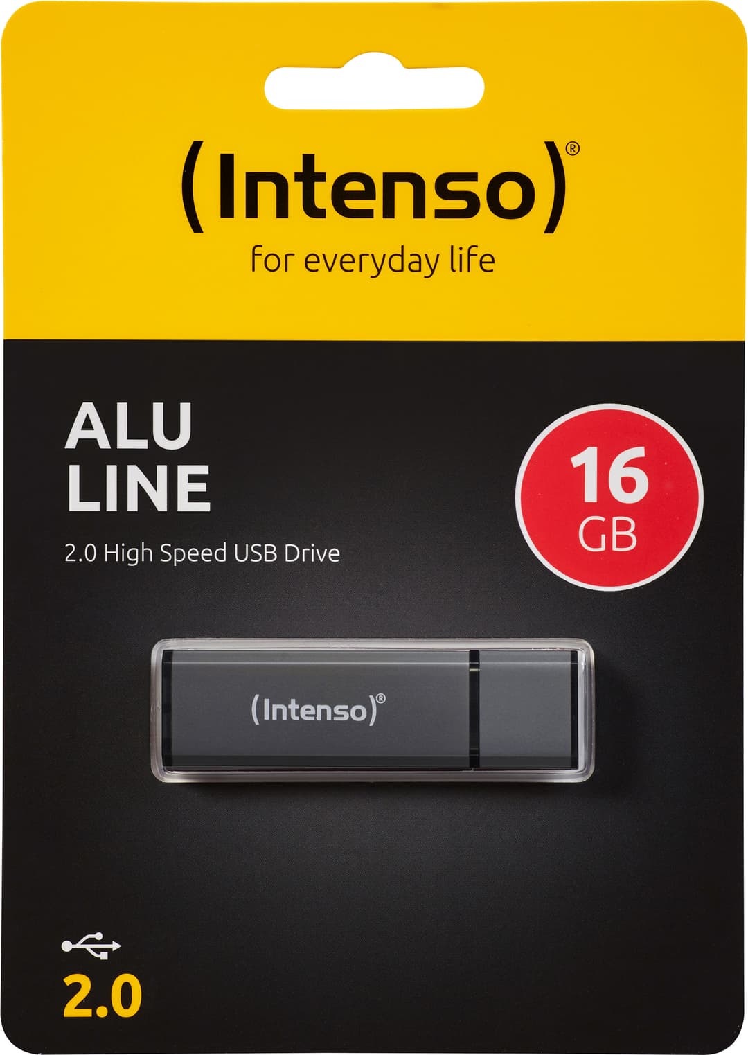 Intenso Clé USB 2.0 16 Go, Alu Line, anthracite (R) 28 Mo/s, (W) 6,5 Mo/s, blister de vente au détail